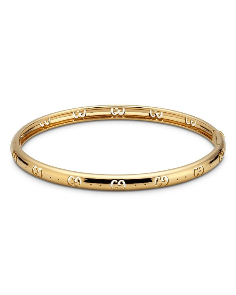 18K Yellow Gold Icon Logo Double G Cut Out Bangle Bracelet