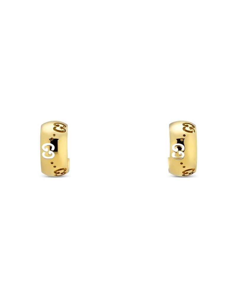 18K Rose Gold Icon Logo Hoop Earrings