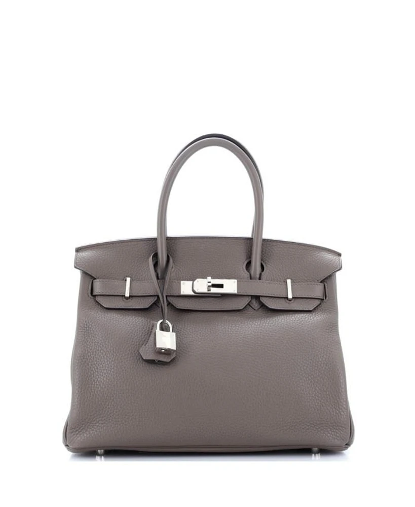 Birkin 30 Handbag Grey Clemence with Palladium Hardware
