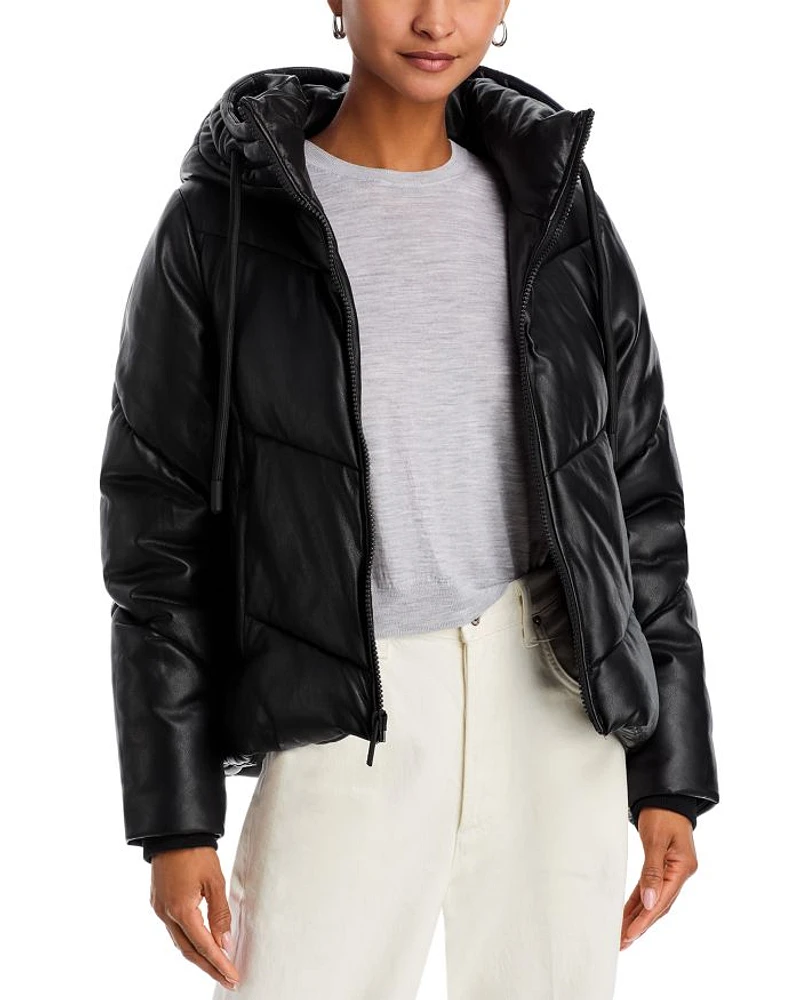 Faux Leather Puffer Jacket