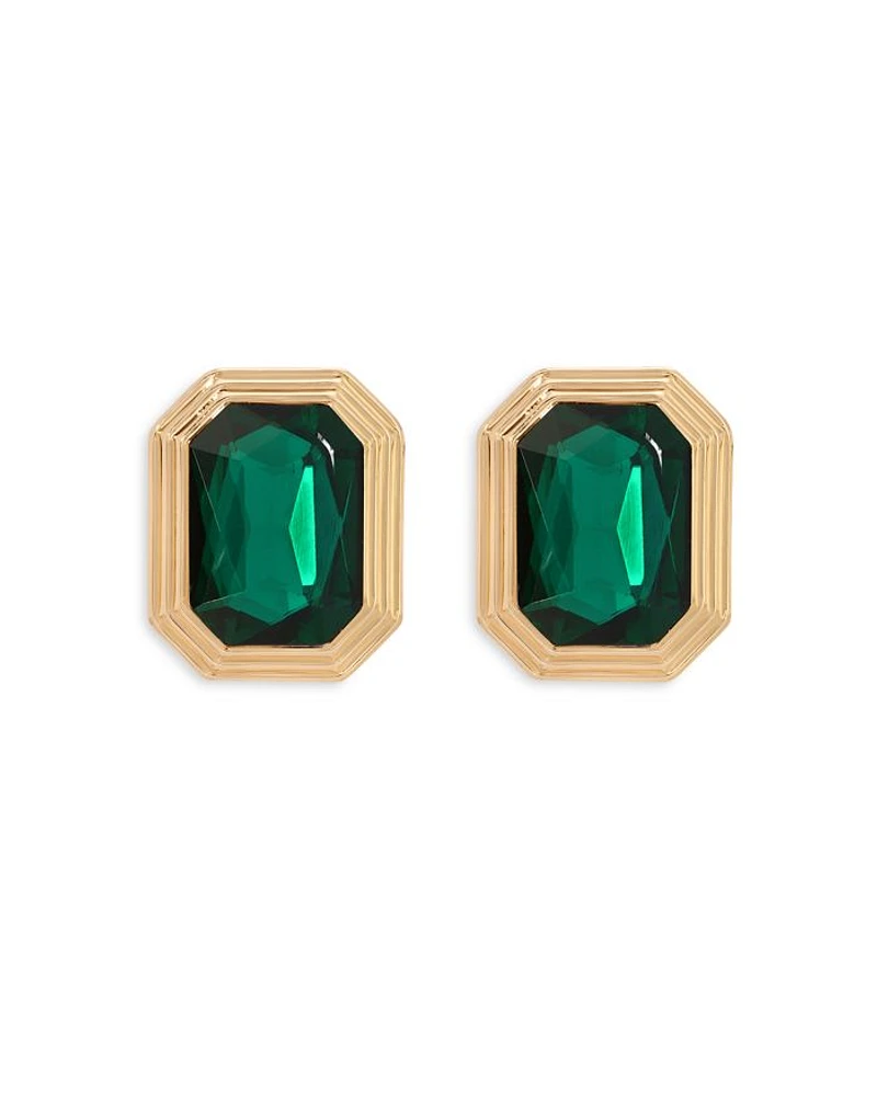 Color Stone Stud Earrings in 18K Gold Plated