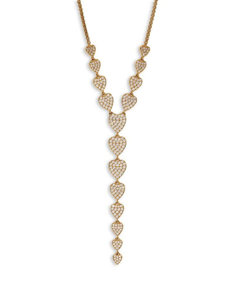 Real Love Pavé Heart Lariat Necklace in 18K Gold Plated, 16"-20"