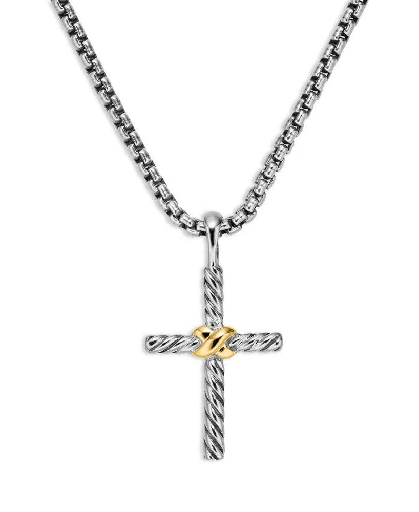 Petite X Cross Necklace with 14K Gold, 16"