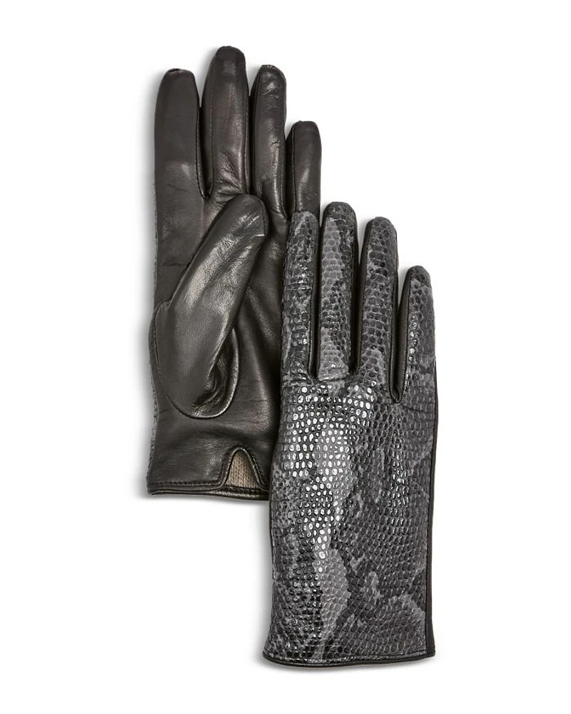 Python Printed Leather Gloves - Exclusive