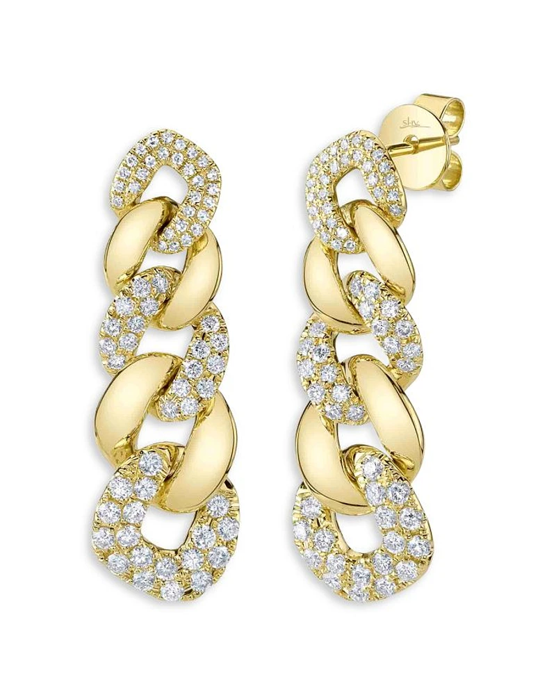 14K Yellow Gold Kate Diamond Link Earrings, 1.03 tcw