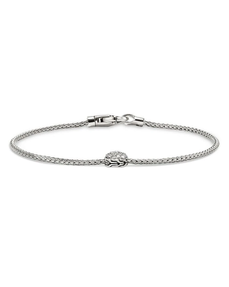 Sterling Silver JH Essentials Diamond Pavé Disc Chain Bracelet