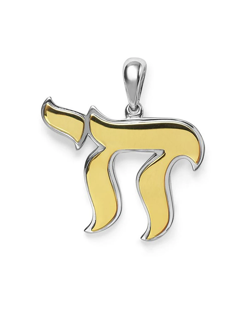 Men's 18K Yellow Gold & Sterling Silver Anthem Chai Amulet Pendant - Exclusive