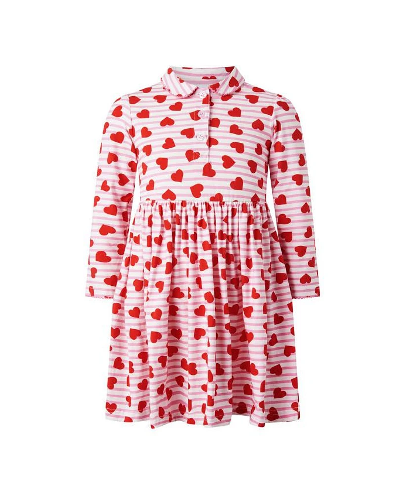 Girls' Stripe Heart Jersey Dress - Baby, Little Kid, Big Kid