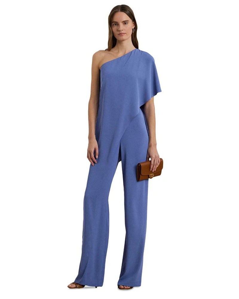 Cape Georgette One Shoulder Jumpsuit