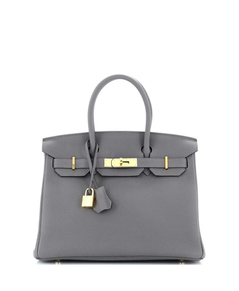 Birkin 30 Handbag Grey Togo with Gold Hardware