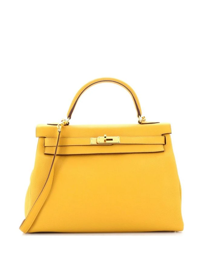 Kelly 32 Handbag Yellow Togo with Gold Hardware