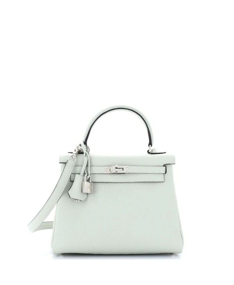Kelly 25 Handbag Grey Clemence with Palladium Hardware