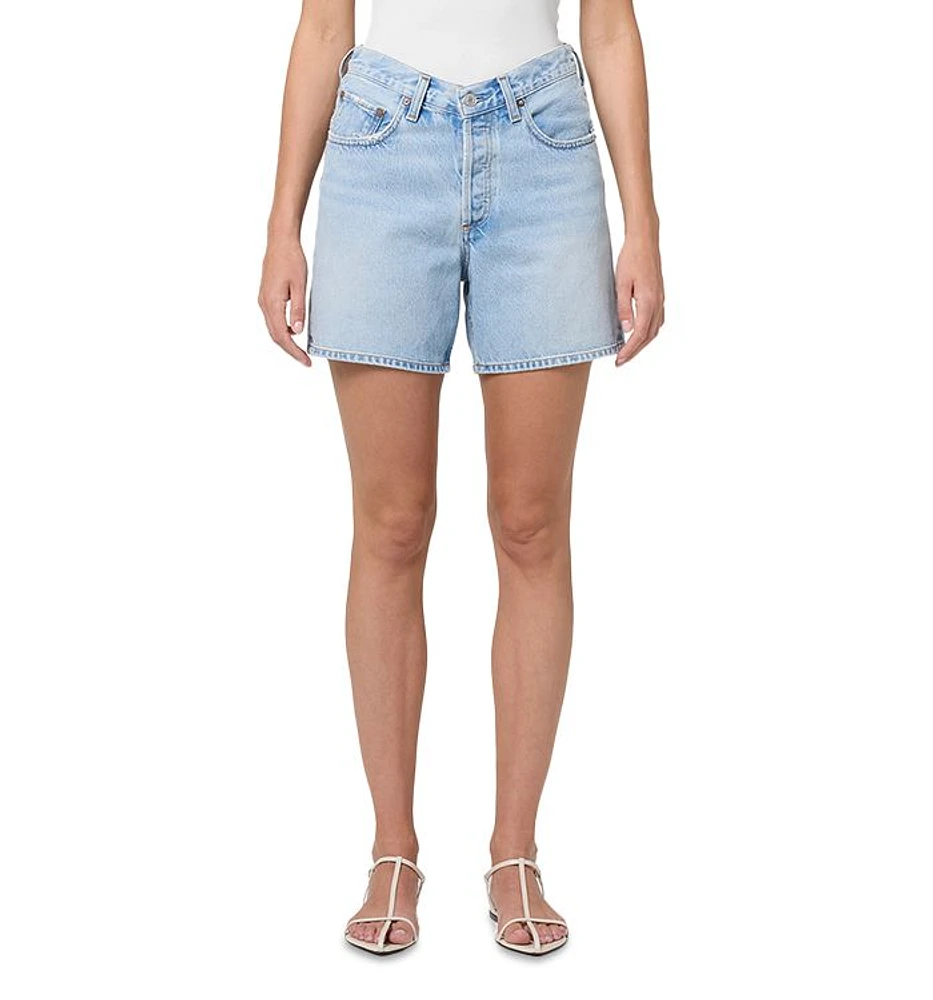 V Waist Mid Rise Denim Shorts Backbeat