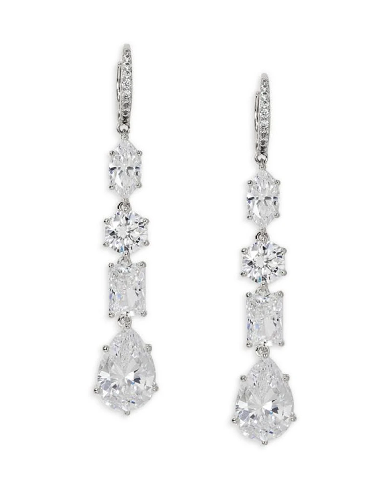 Cubic Zirconia Mixed Cut Leverback Drop Earrings