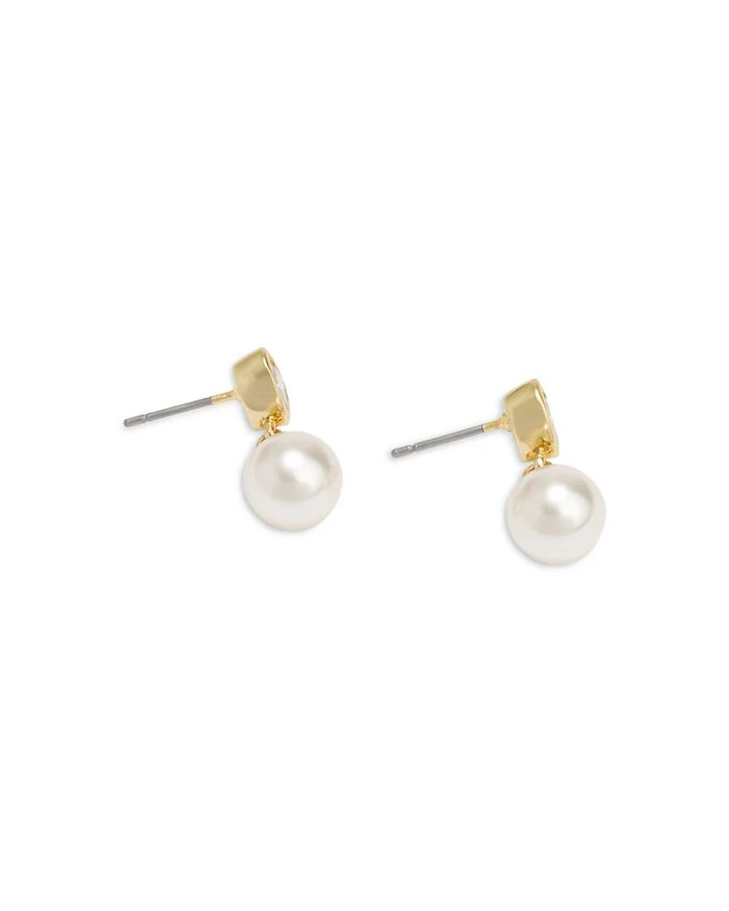Heart Pearl Drop Earrings