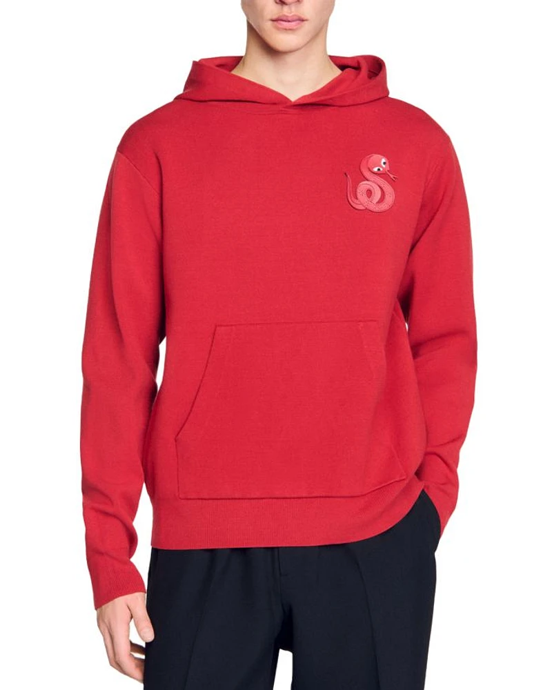 Snake Detail Knit Hoodie
