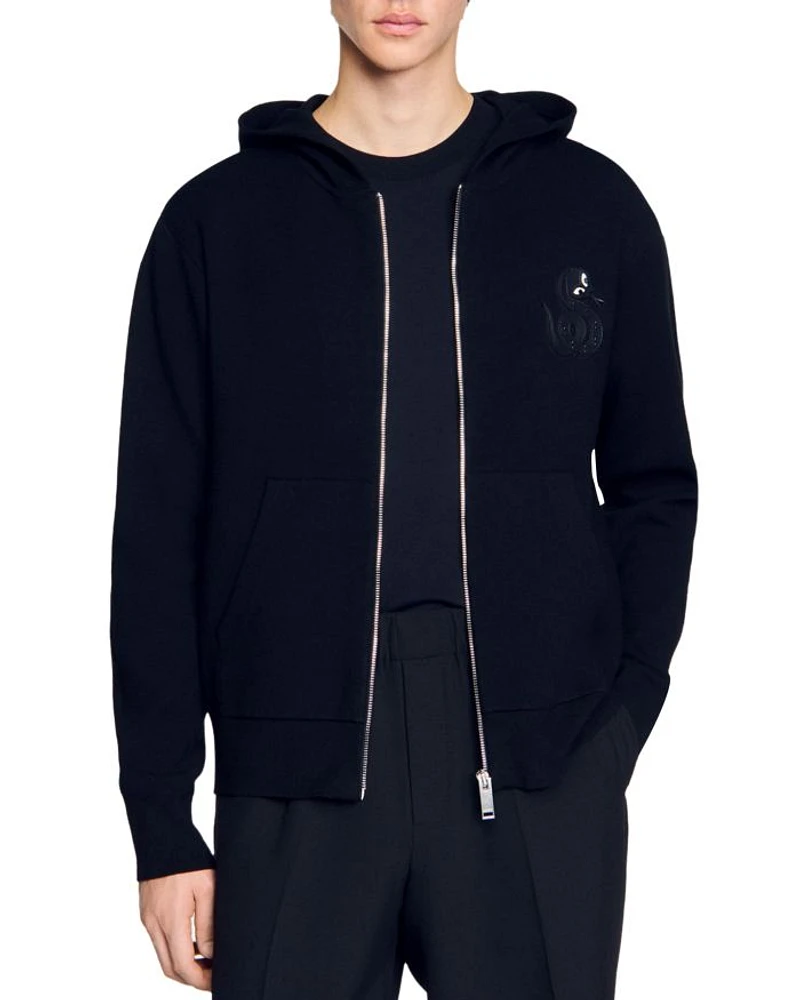 Snake Detail Zip Up Hoodie
