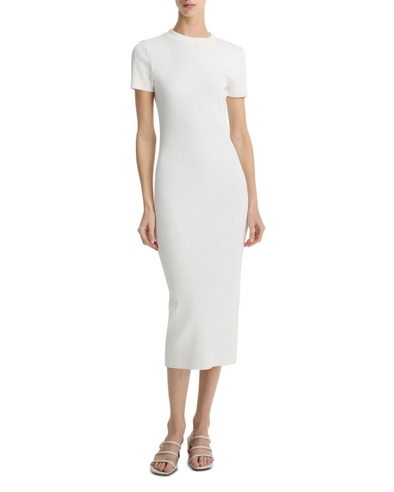 Ribbed Short Sleeve Midi Dress