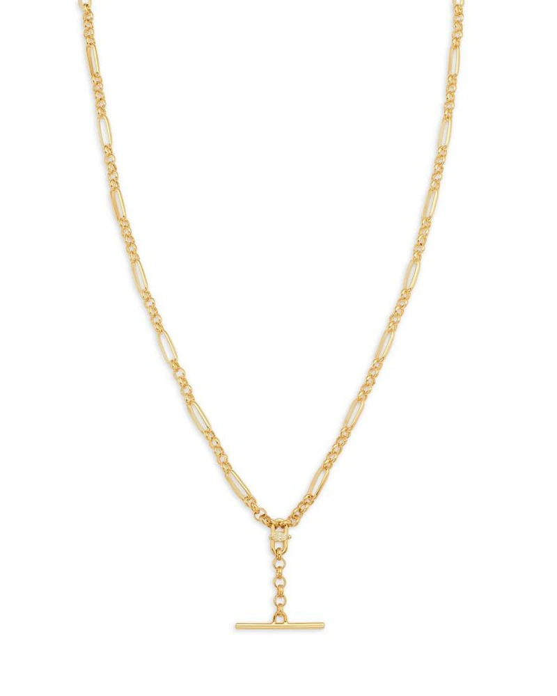 14K Yellow Gold Marquis Diamonds Toggle Lariat Necklace, 16-18"