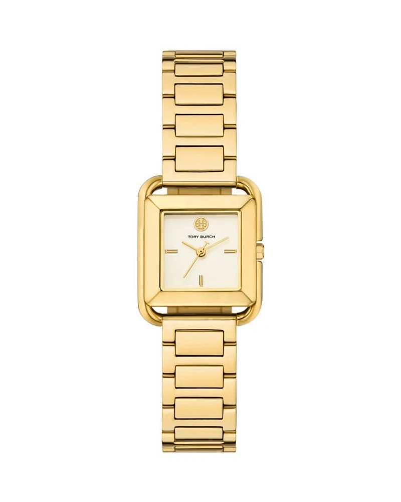 The Kira Square Three Hand Gold Tone Stainless Steel Watch, 24mm x 24mm