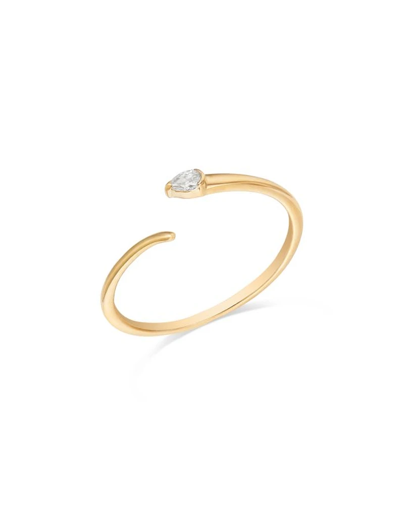 14K Yellow Gold Pear-Cut Diamond Coil Ring, 0.07 tcw