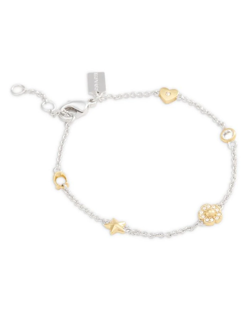 Signature Tea Rose Heart Flex Bracelet in Two Tone