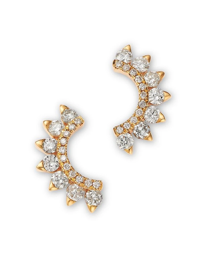 Diamond Ear Climbers in 14K Yellow Gold, 0.56 tcw