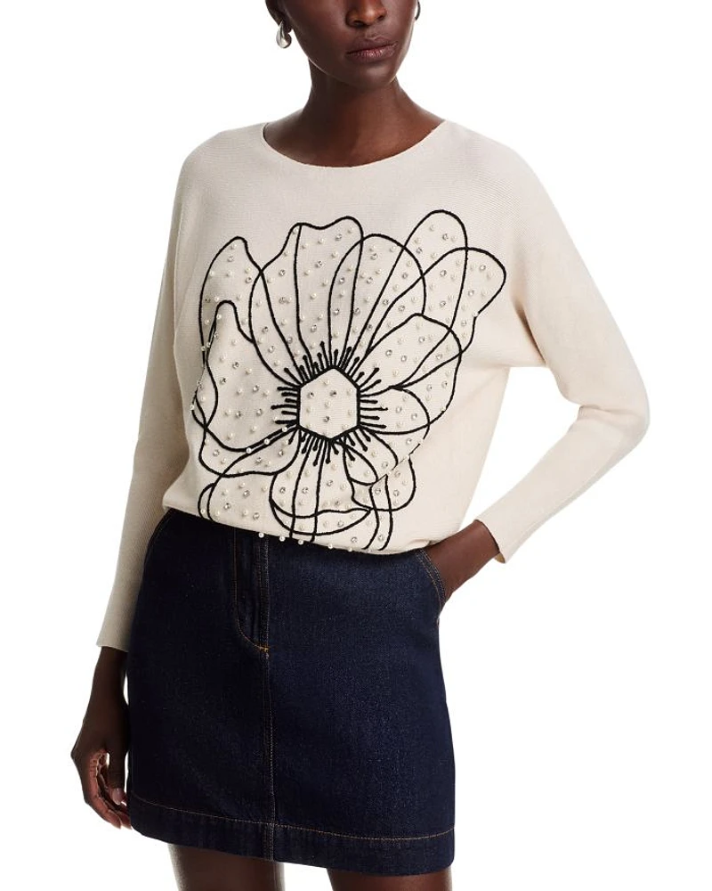 Embellished Dolman Sleeve Sweater
