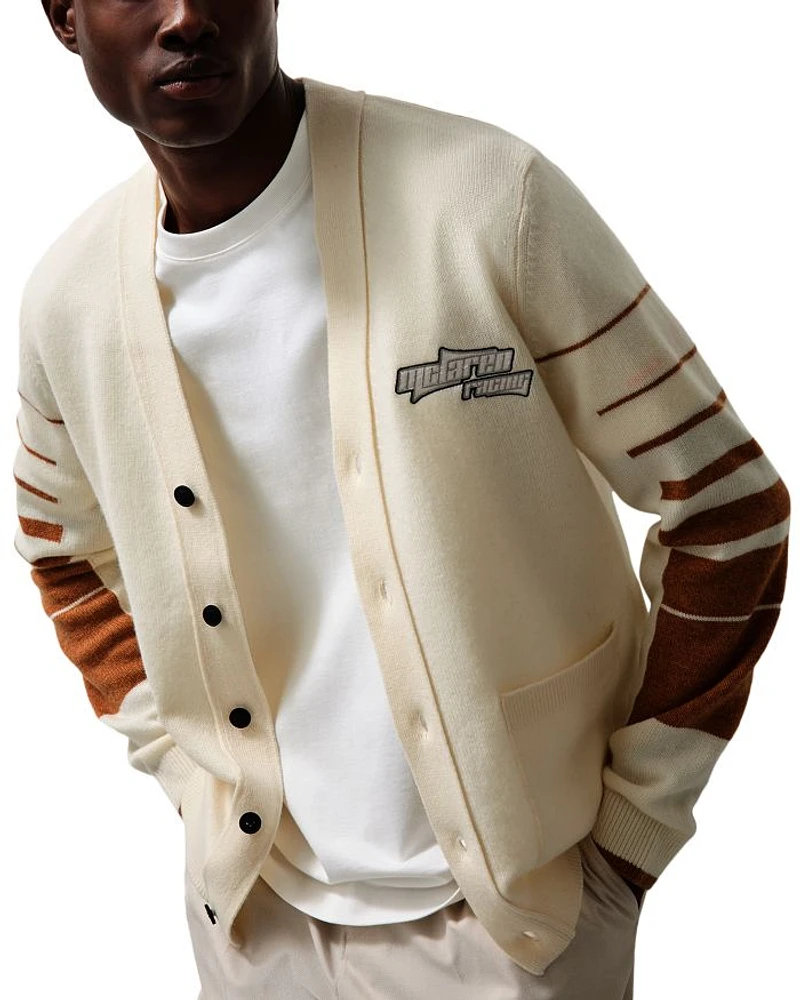 x McLaren Boom Racing Regular Fit Wool Varsity Cardigan Sweater