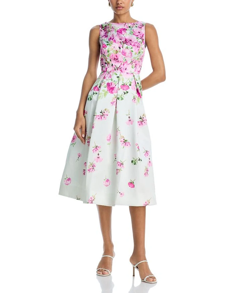 Floral Print Mikado Cocktail Dress
