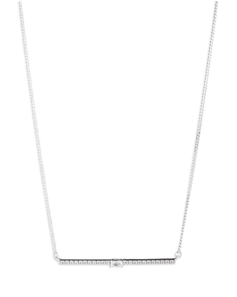 Cubic Zirconia Bar Statement Necklace in Sterling Silver, 18"-21"
