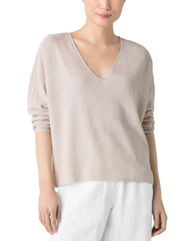 Linen Cotton V Neck Sweater