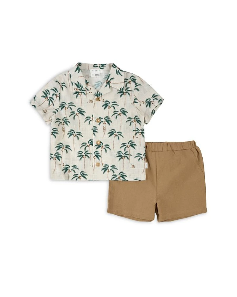 Boys' Palm Trees Camp Shirt & Shorts Set - Baby