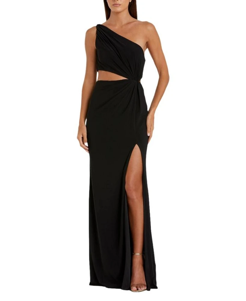 One Shoulder Ruched Cut Out Jersey Gown