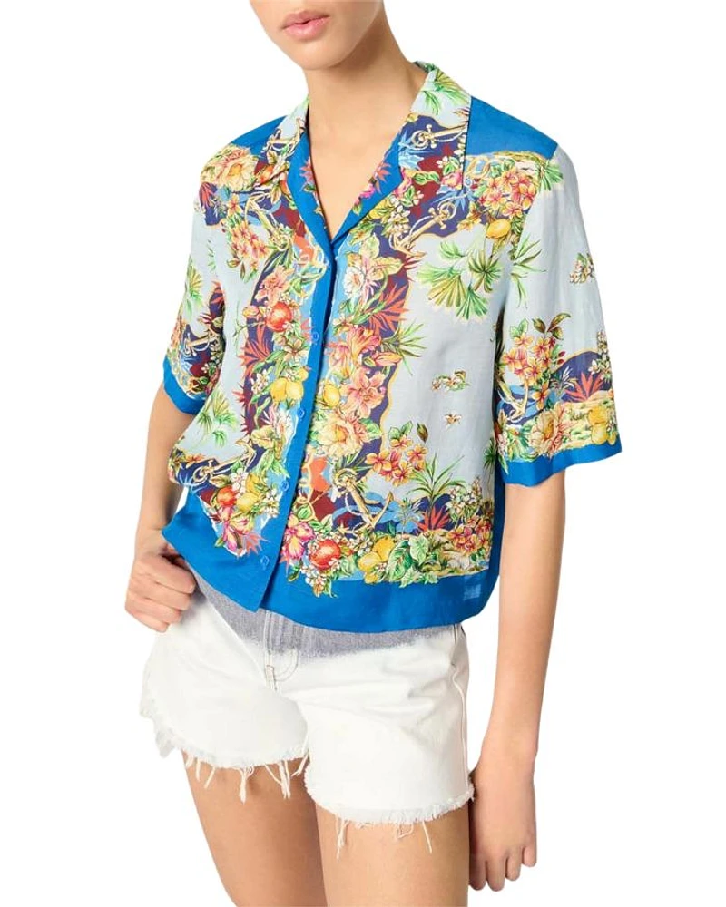 Patterned Cropped Shirt