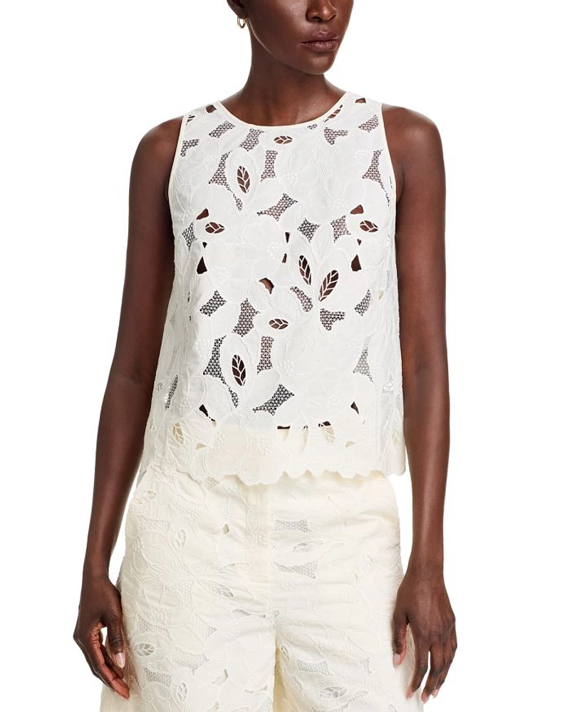 Berodi Broderie Anglaise Sleeveless Lace Top
