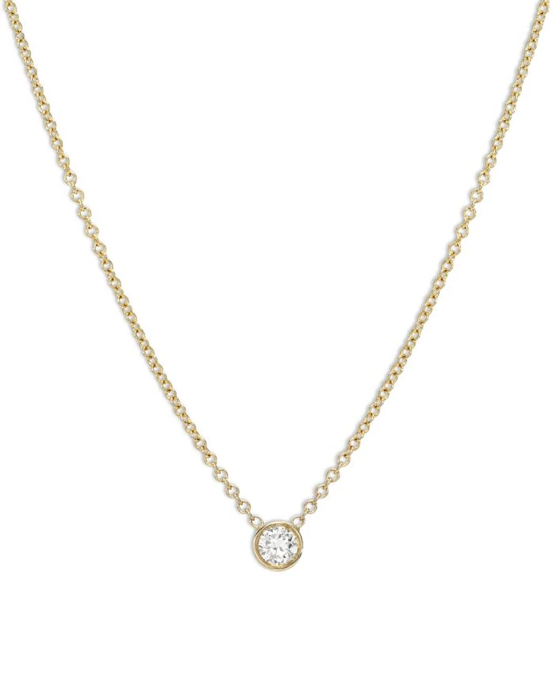 14K Yellow Gold Diamond Bezel Fine Link Pendant Necklace, 16-18"