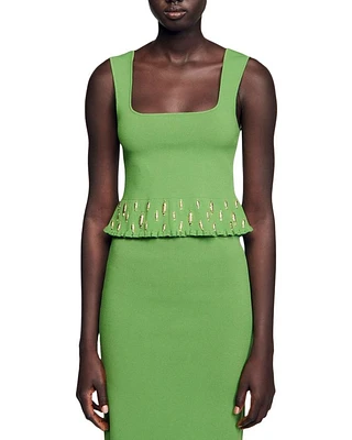 Square Neck Peplum Hem Top