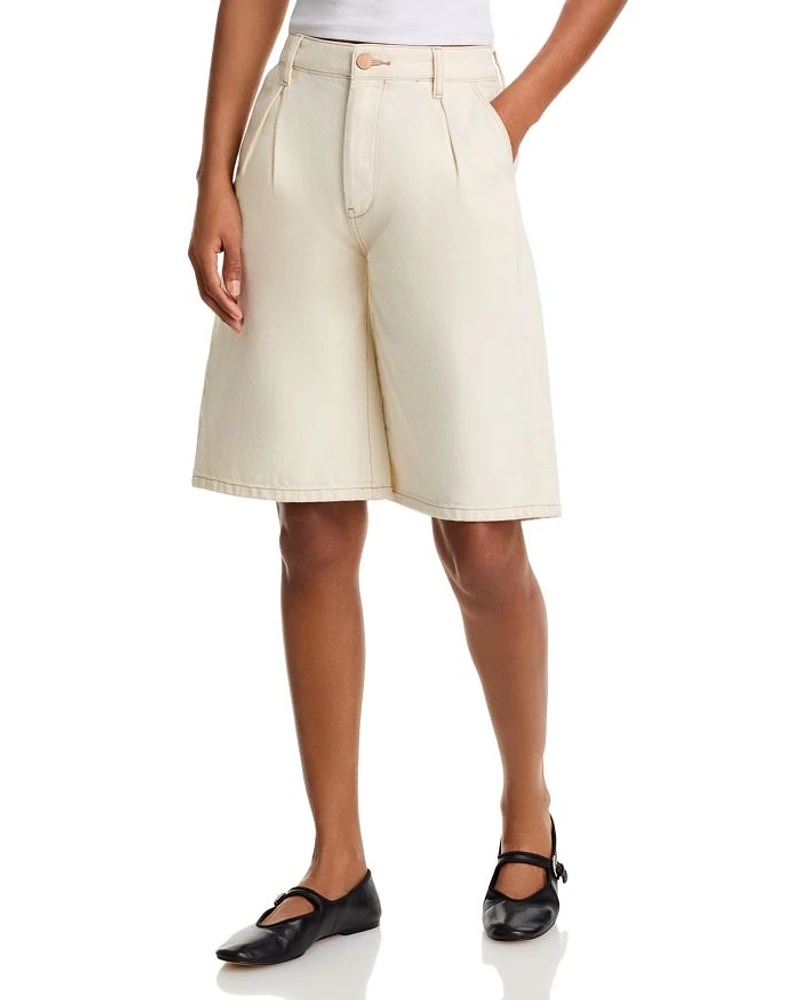Longline Pleated Denim Shorts Cake Topper