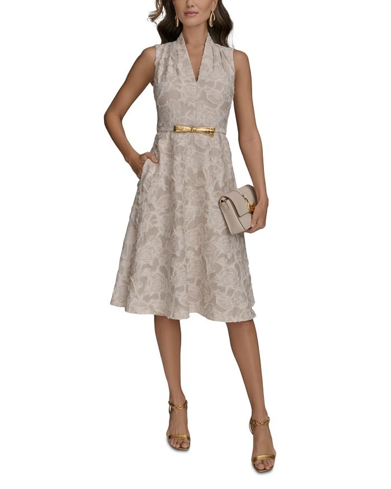 Belted Jacquard Dress
