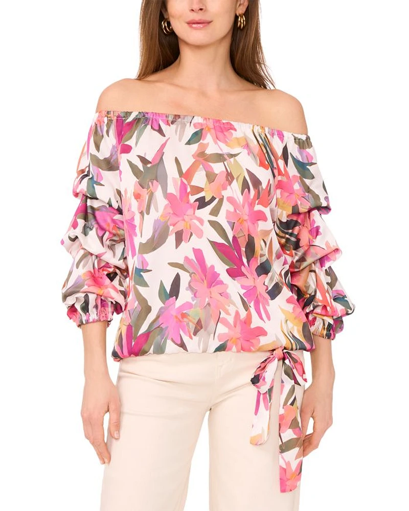Off Shoulder Balloon Sleeve Top
