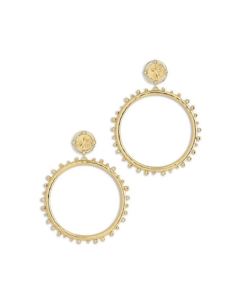 Pavé Butterfly Coin & Hoop Drop Earrings in 18K Gold Plated