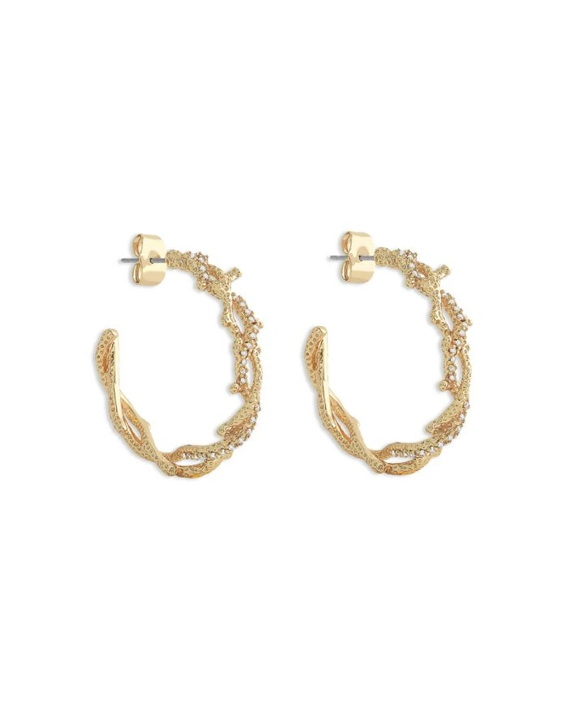 Pavé Coral Hoop Earrings