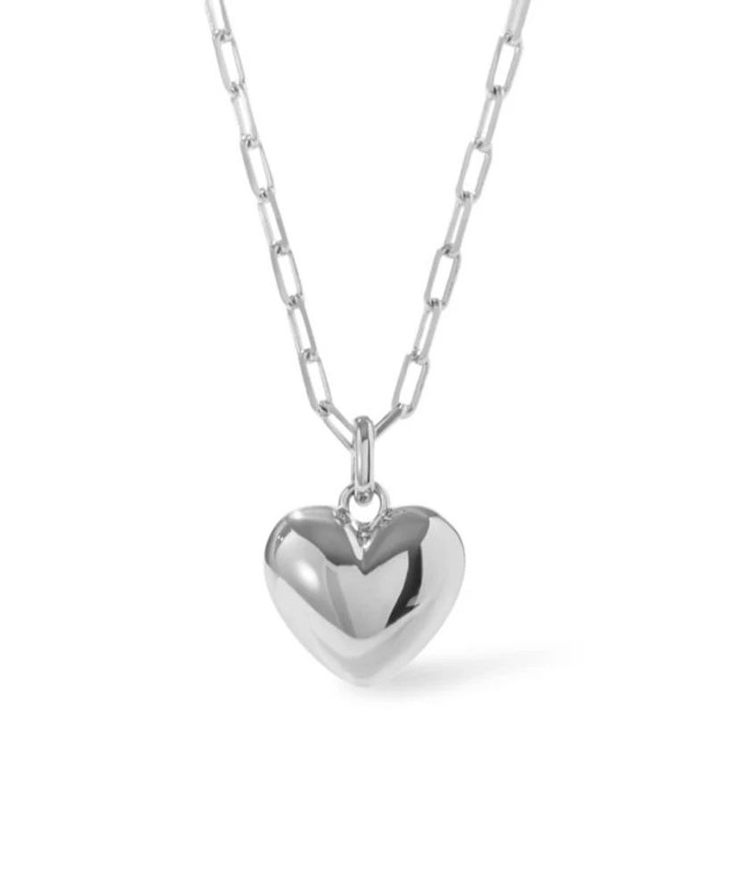 Puffed Heart Lev Silver Necklace