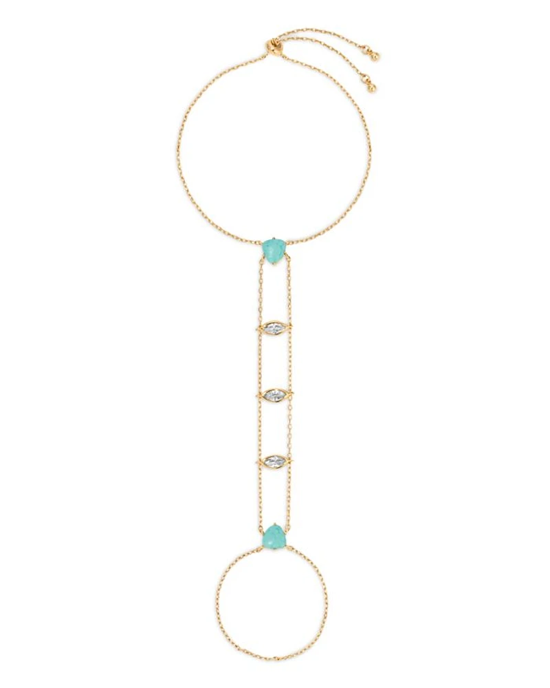Turquoise Solstice Turquoise & Cubic Zirconia Hand Chain