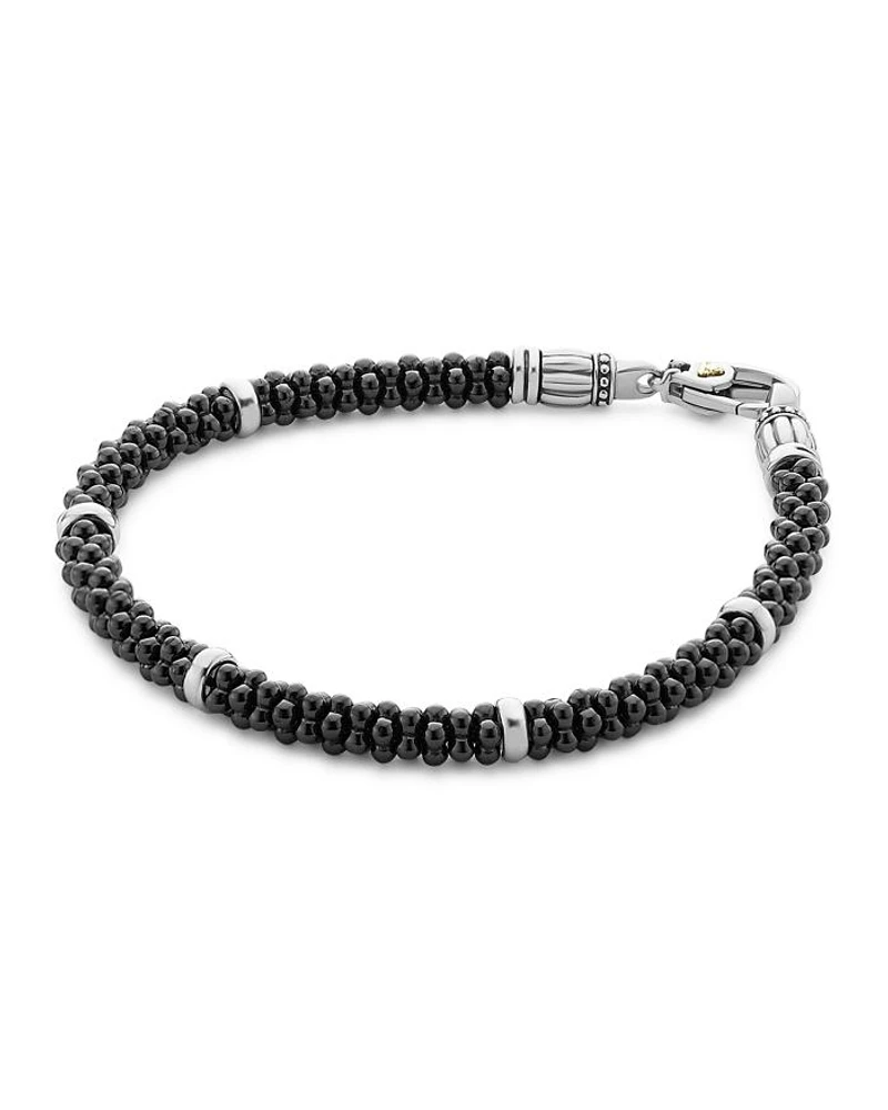 Black Caviar Ceramic Sterling Silver and 18K Gold Bracelet