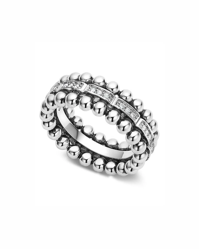 Sterling Silver Caviar Spark Diamond Band
