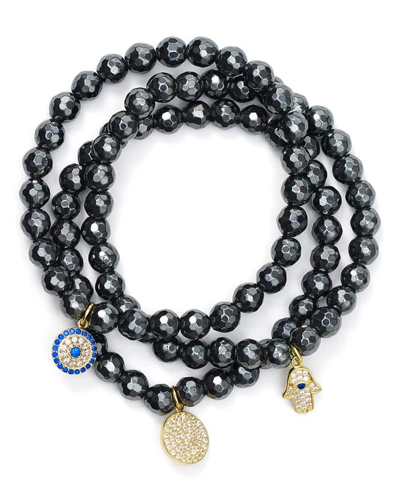 Beaded Bracelets in Gold Tone-Plated Sterling Silver and Hematite Tone-Plated Sterling Silver - Exclusive