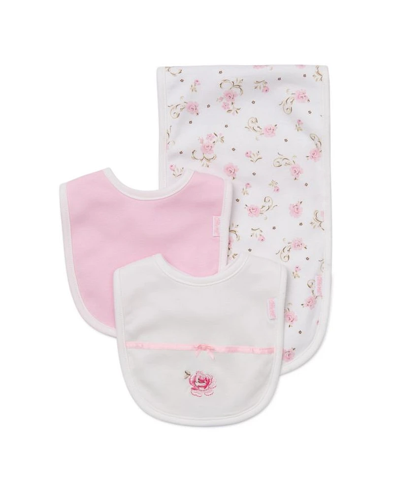 Girls' Rose Bibs & Burp Cloth Set - Baby