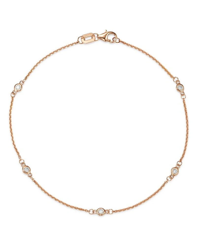 Diamond Station Bracelet in 14K Rose Gold, 0.10 tcw